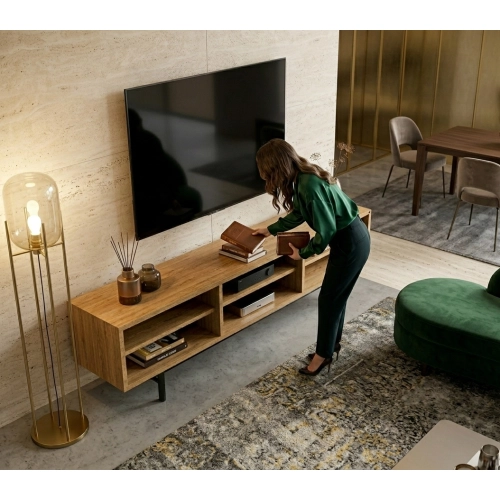 Szafka RTV-64 Drewno Lite Dąb Loft Lakier Rozmiary od 100 cm do 200 cm PREMIUM